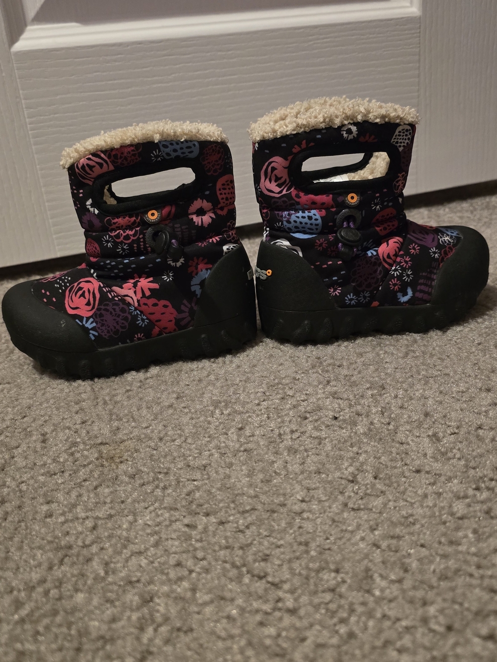 Bogs Kids Floral Winter Boots - Black & Pink